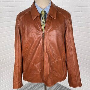 Robert Comstock Vertical Jacket‎ Mens XLarge Brown Buttery Soft Leather Full Zip